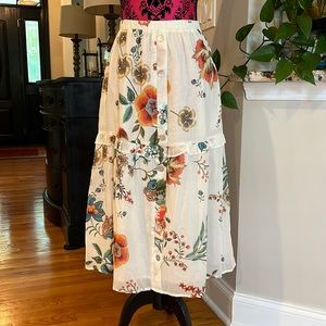 Johnny Was tiered ruffle midi skirt ekru ardell skirt